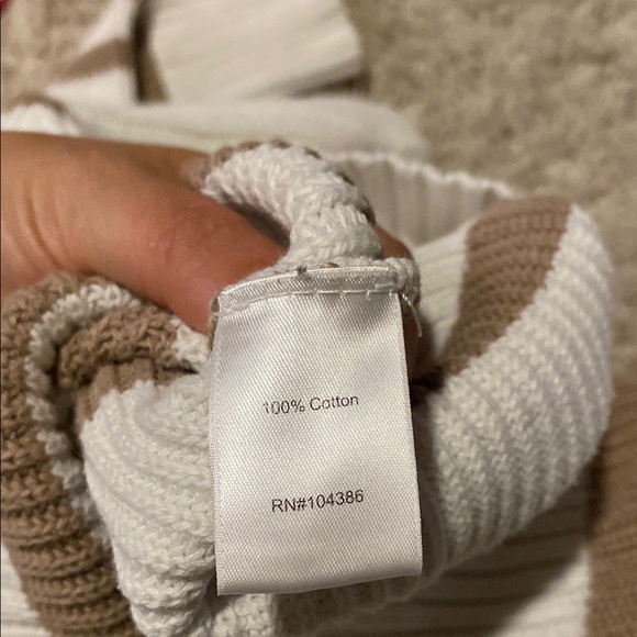 Striped White and Tan Sweater garnet hill - Picture 6 of 6